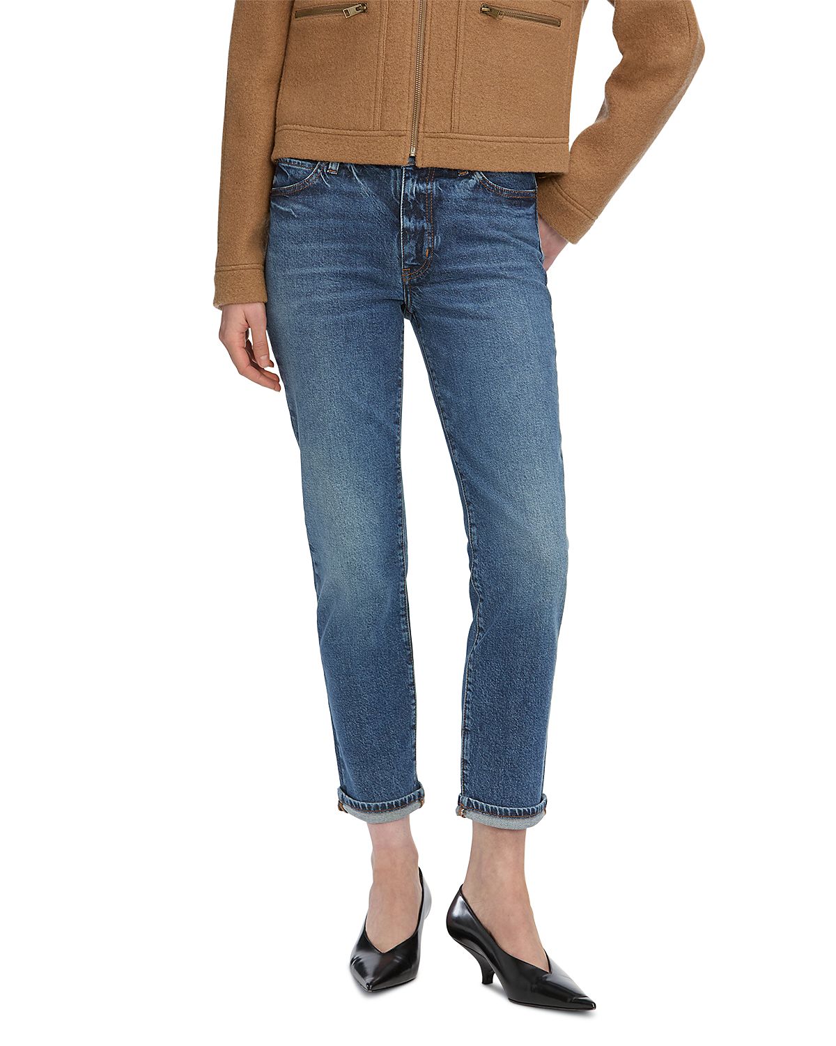 Frame The Borrowed High Rise Ankle Slim Leg Jeans