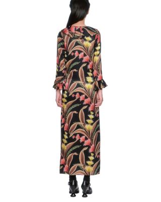 Feather Fern Ruffle Tie Dress