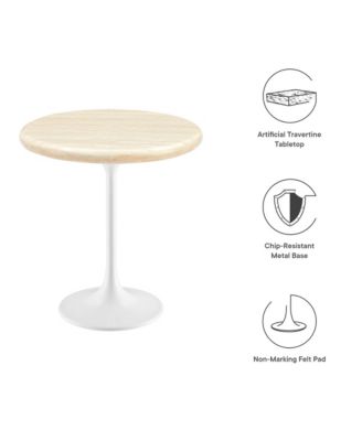 Lippa Round Artificial Travertine Side Table