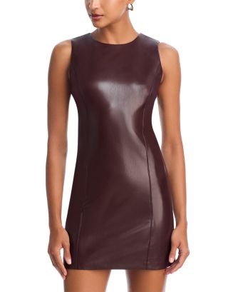 slim fit dress slacks Dark Marsala Faux Leather Front Zipper Mini Dress main image 1