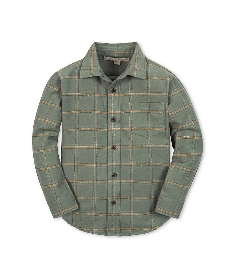 Hope & Henry Boys' Organic Flannel Shirt, Kids In Green