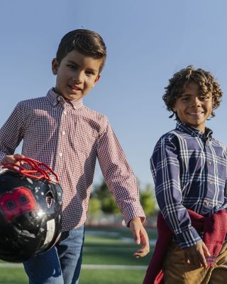 Boys&#39; Organic Stretch Poplin Long Sleeve Button Down Shirt - Big Kid