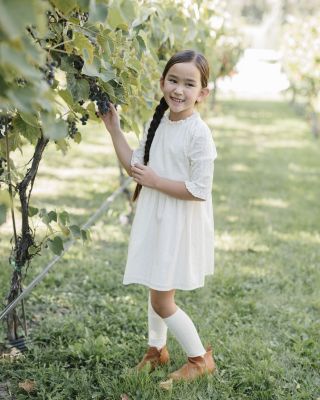 Girls&#39; Organic Flutter Sleeve Tiered Eyelet Dress - Little Kid, Big Kid