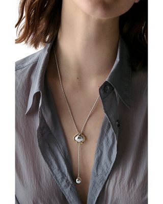 Sculpted Spade Lariat Necklace, 25"