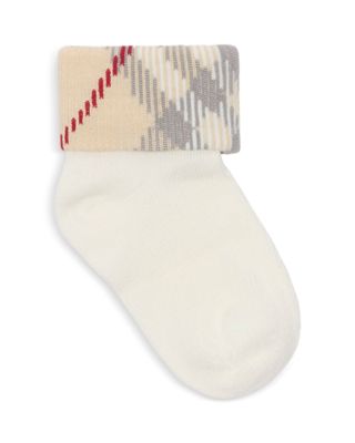 Unisex Check Trim Cotton Blend Socks - Baby