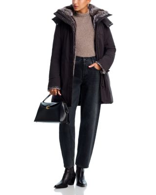 Faux Fur Trim Hooded Coat
