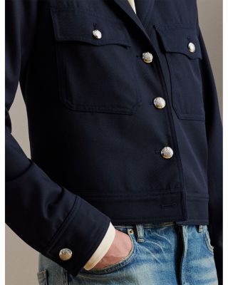 Cropped Wool Blend Twill Jacket