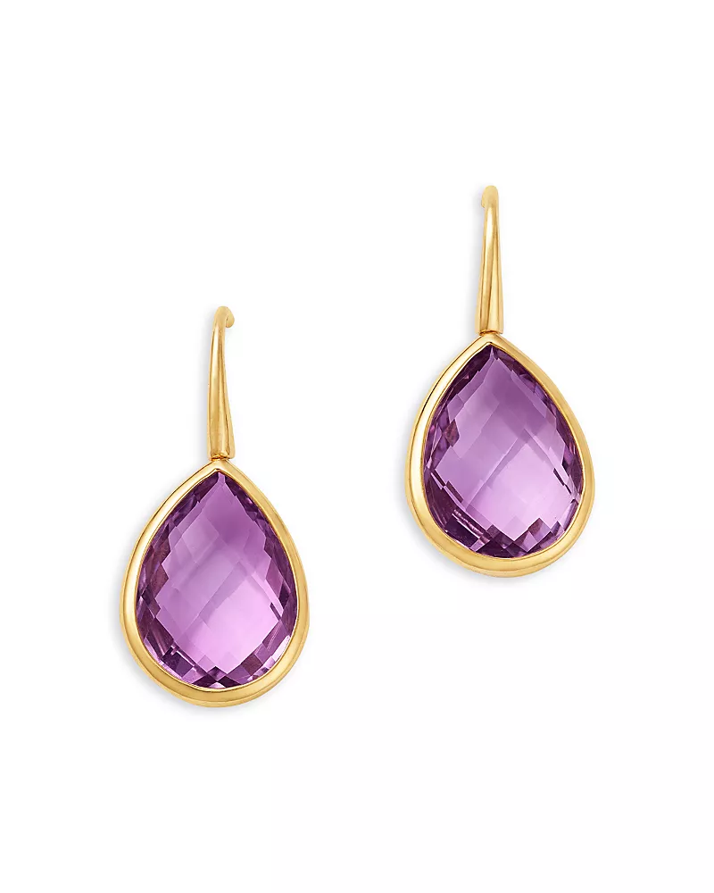 Bloomingdale's Fine Collection Rose Amethyst Pear Bezel Drop Earrings