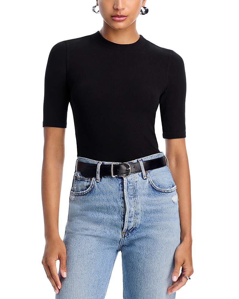 Frame Rib Crewneck Tee In Black