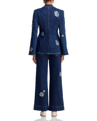 Milly Denim Appliqu&amp;eacute; Blazer