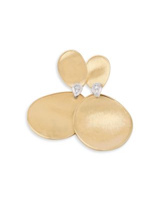 Diamond Pav&eacute; Double Drop Earrings in 18K White & Yellow Gold, 0.10 tcw