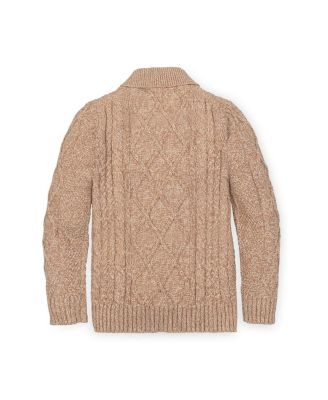  Organic Long Sleeve Shawl Collar Cable Sweater - Big Kid