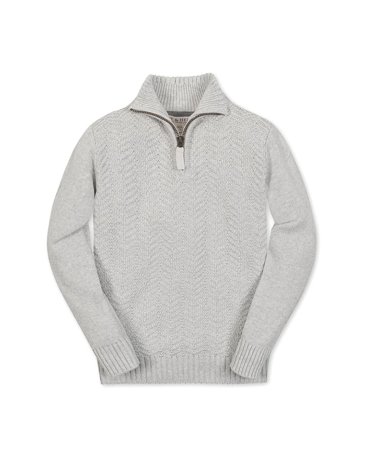 Hope & Henry Boys' Organic Long Sleeve Half Zip Cable Pullover Sweater - Big Kid