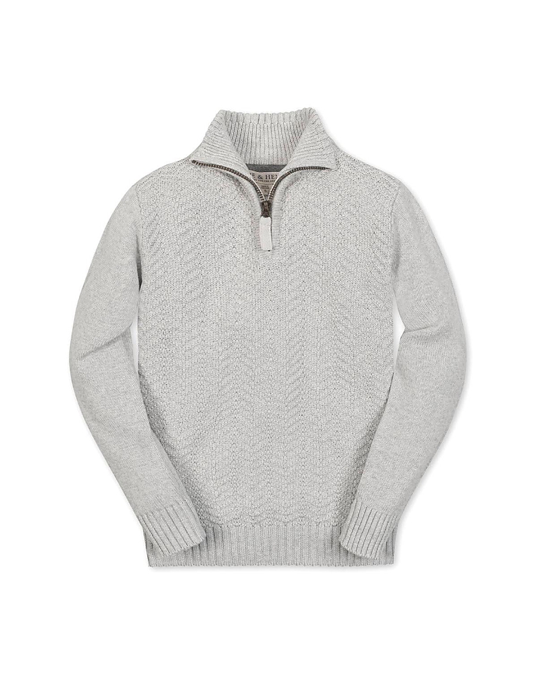 Hope & Henry Kids' Organic Long Sleeve Half Zip Cable Pullover Sweater In Gray