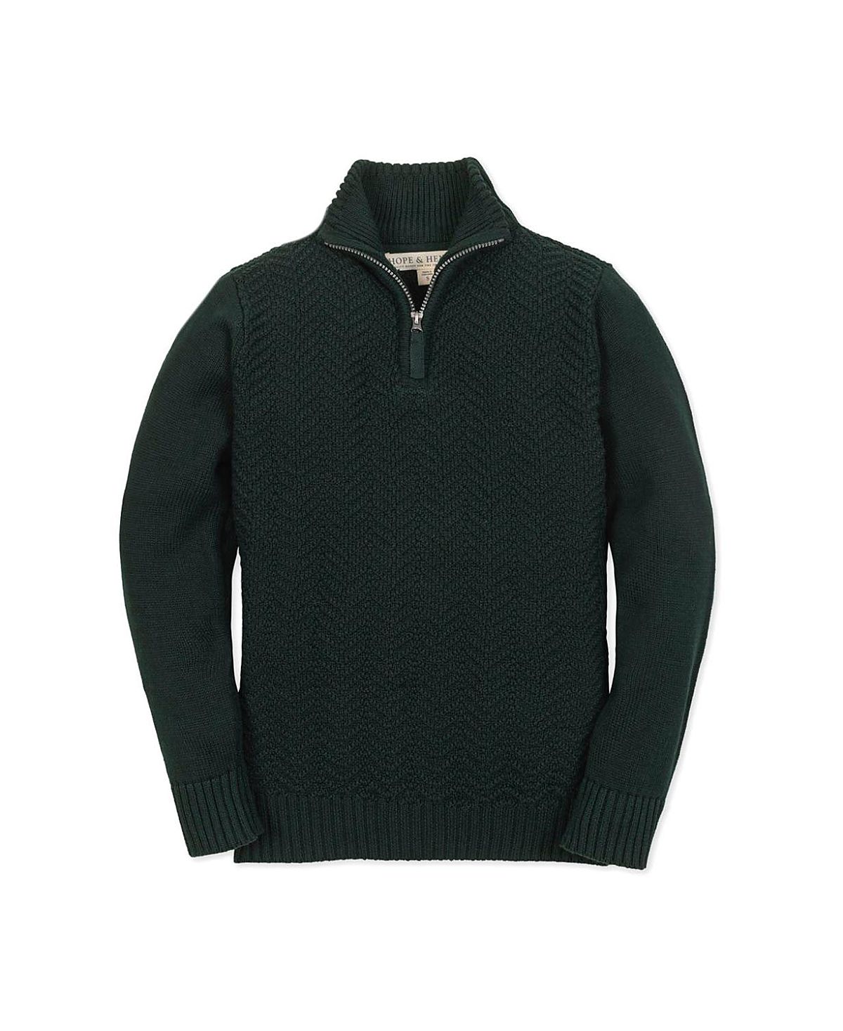 Hope & Henry Boys' Organic Long Sleeve Half Zip Cable Pullover Sweater - Big Kid