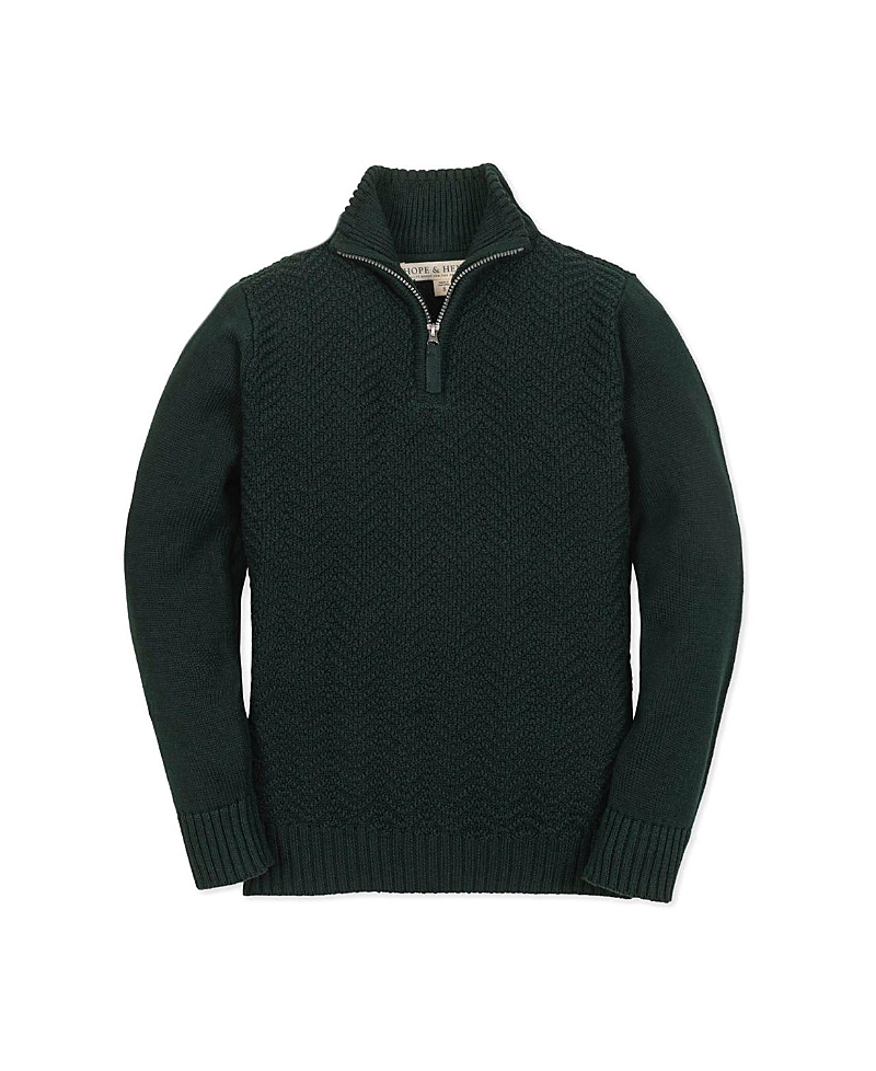Hope & Henry Kids' Organic Long Sleeve Half Zip Cable Pullover Sweater In Green