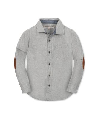 Boys' Organic Long Sleeve Flannel Button Down Shirt with Elbow Patches - Little Kid, Big Kid