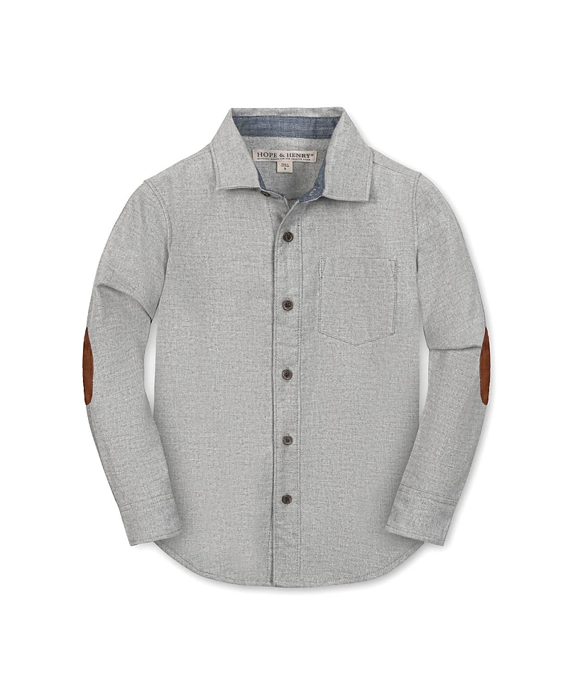 Hope & Henry Boys' Organic Long Sleeve Flannel Button Down Shirt with Elbow Patches - Little Kid, Big Kid