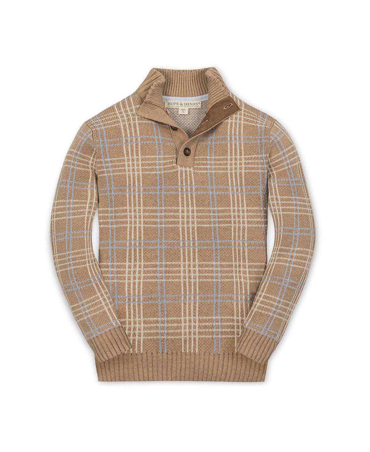 Hope & Henry Boys' Organic Mock Neck Intarsia Sweater - Little Kid, Big Kid