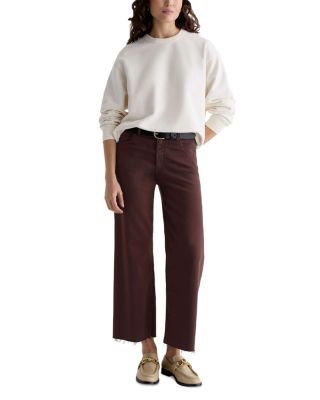 AG Saige High Rise Wide Leg Crop Jeans in Coffee Bean