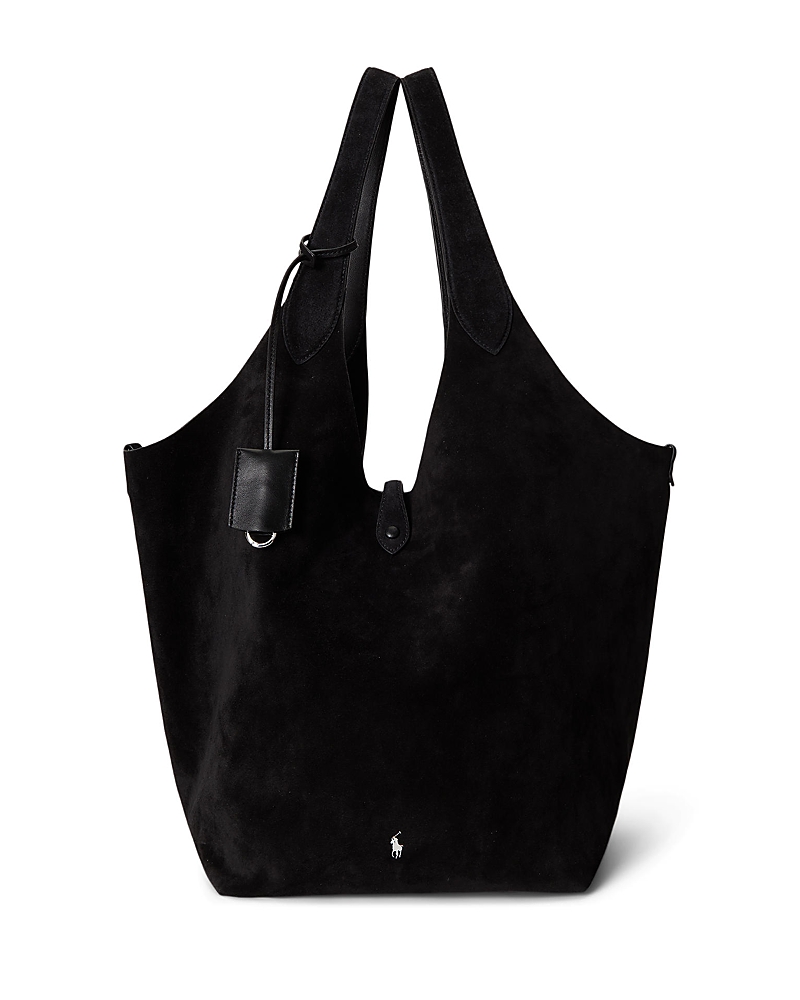 Polo Ralph Lauren Polo Play Suede Large Tote In Black