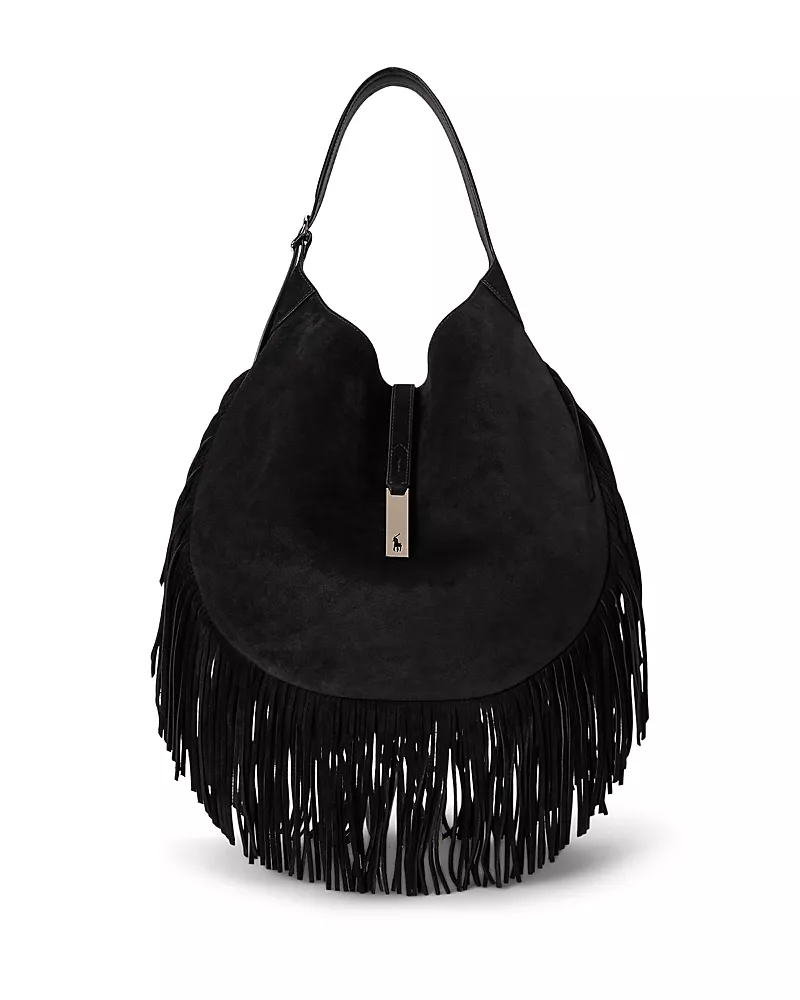 Polo Ralph Lauren Polo Id Large Fringe Suede Shoulder Bag