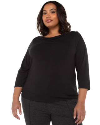 Three Quarter Sleeve Drape Neck Knit Top