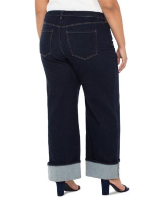 Morgan Cuffed Wide Leg Jeans in Indigo Rinse