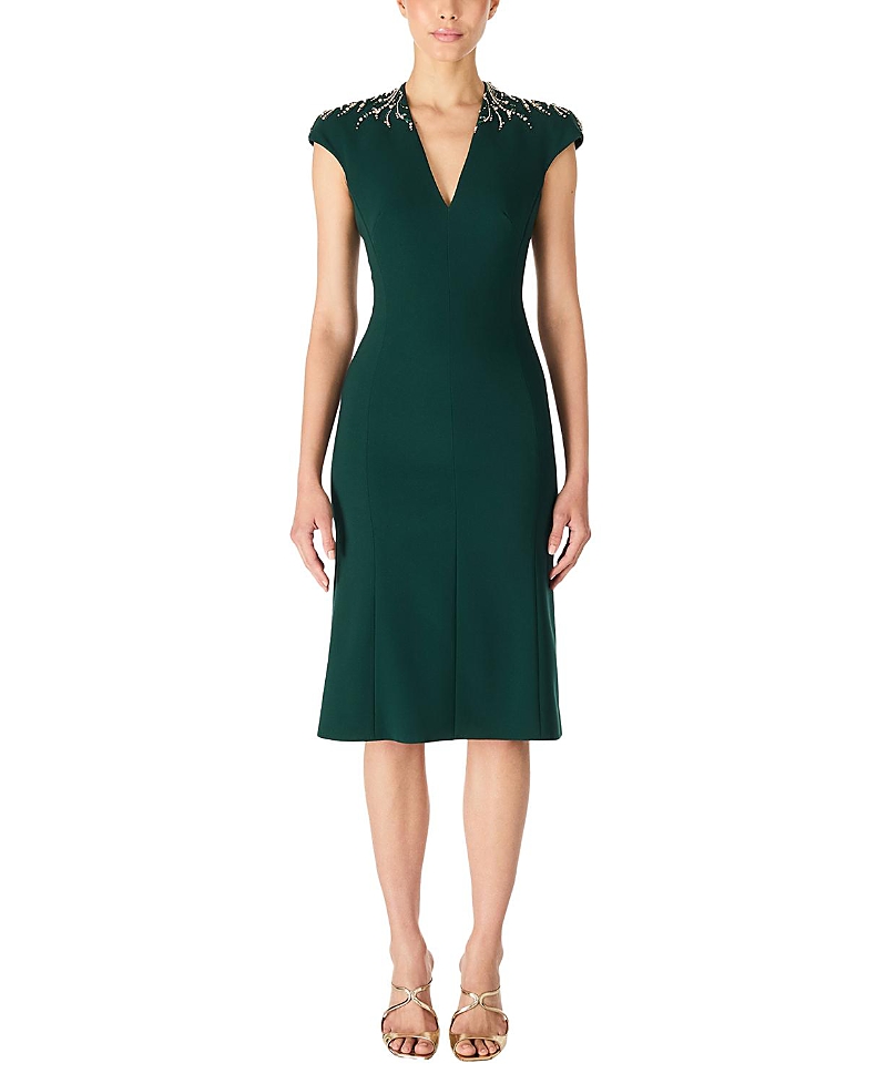 Jenny Packham Ardila Crystal-embellished Midi Dress In Green