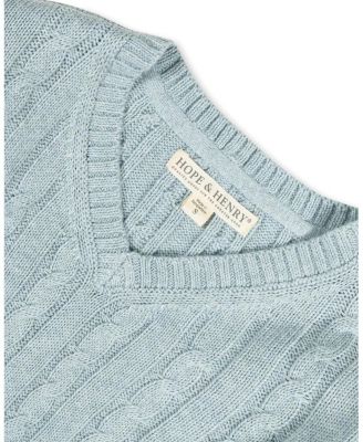Boys&#39; Organic Long Sleeve Fine Gauge Cable V-Neck Sweater - Baby, Little Kid, Big Kid