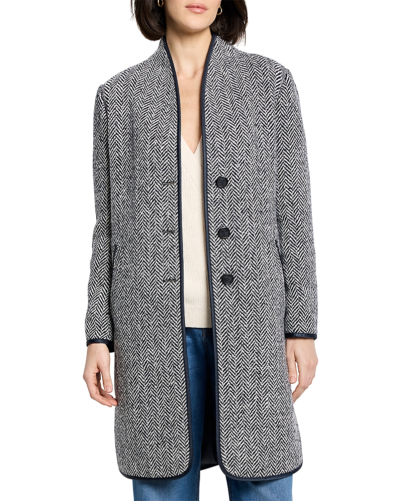 Nic + Zoe Nic+zoe Herringbone Wool Blend Coat In Animal Print