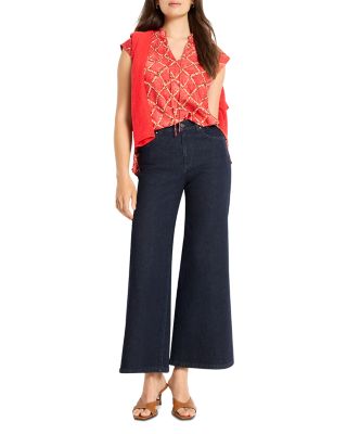 Squiggle Check Cap Sleeve Top