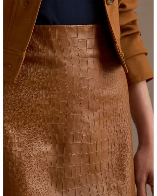 Croc Embossed Lambskin Pencil Miniskirt