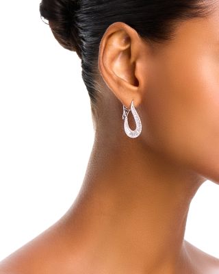 Diamond Round & Baguette Front to Back Earrings in 14K White Gold, 1.9 tcw