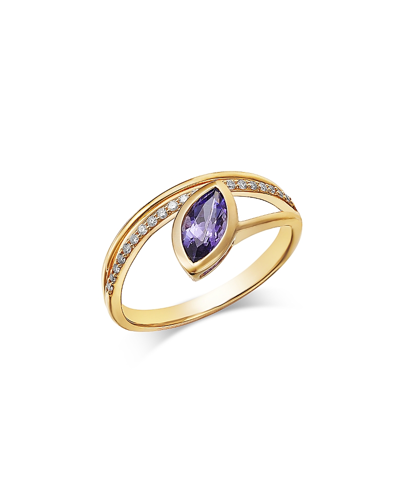Bloomingdale's Fine Collection Tanzanite & Diamond Bypass Ring in 14K Yellow Gold