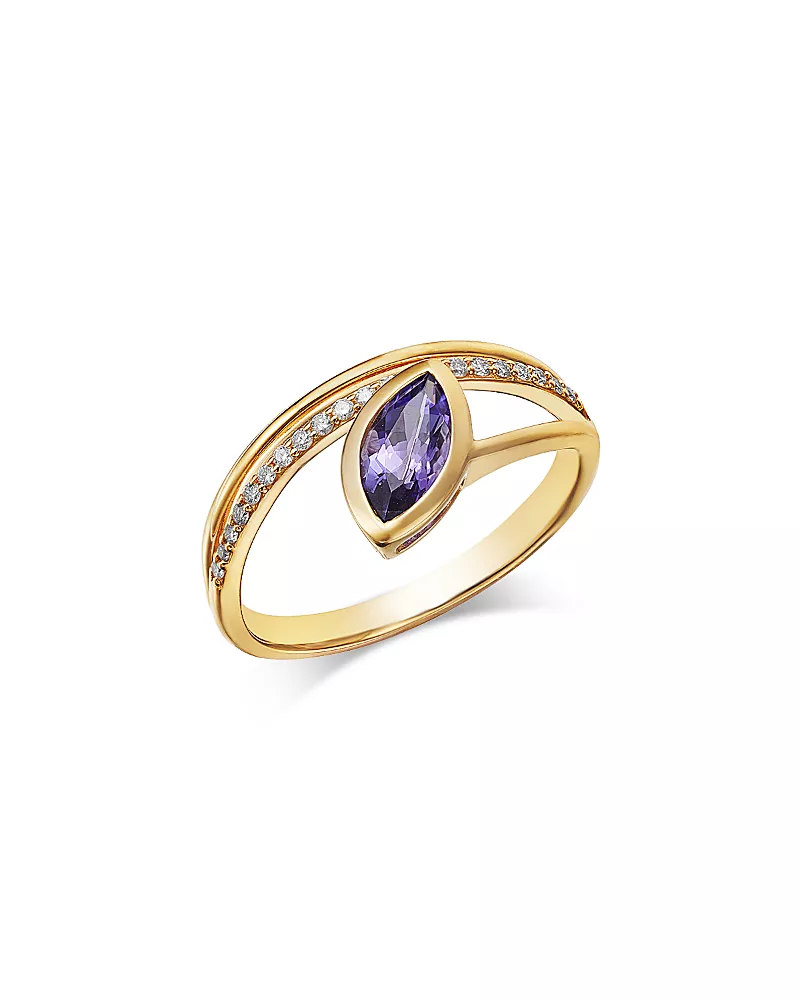 Bloomingdale's Fine Collection Tanzanite & Diamond Bypass Ring in 14K Yellow Gold