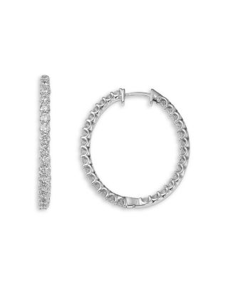Diamond Inside Out Hoop Earrings in 14K White Gold, 3.0 tcw