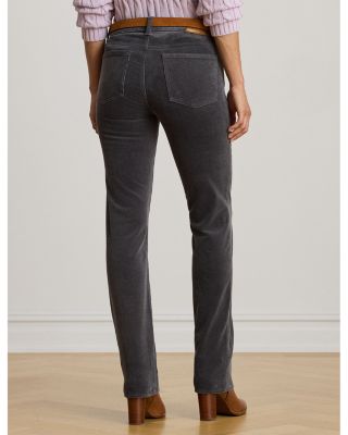 Stretch Corduroy Mid-Rise Straight Pants