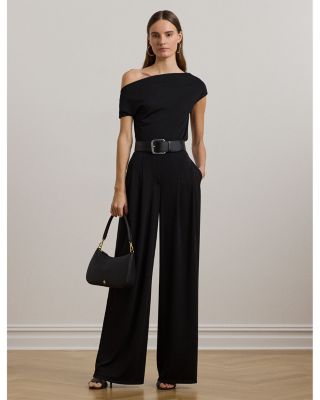 Pleated Stretch Jersey Wide-Leg Pant