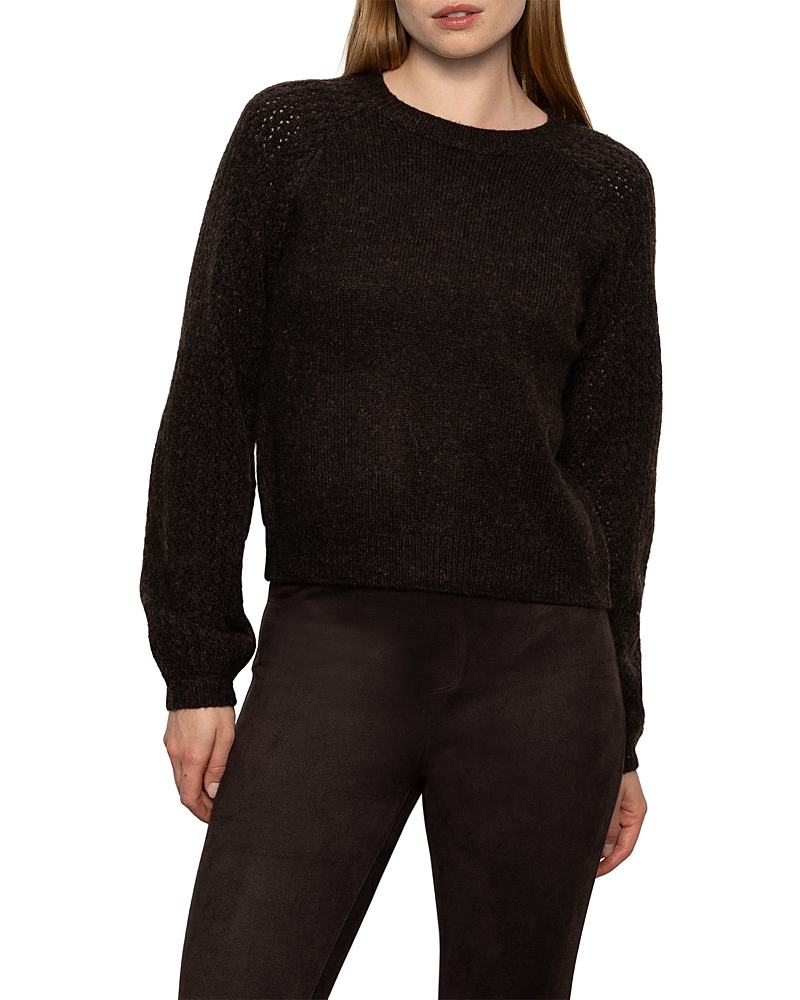Sanctuary Cozy Moment Pointelle Sleeve Detail Sweater In Burgundy