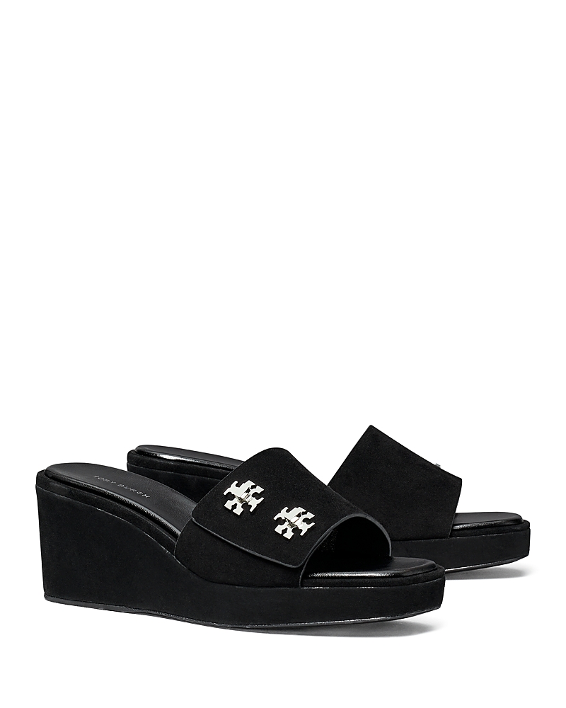 Tory Burch Women's T Lock Suede Wedge Sandals