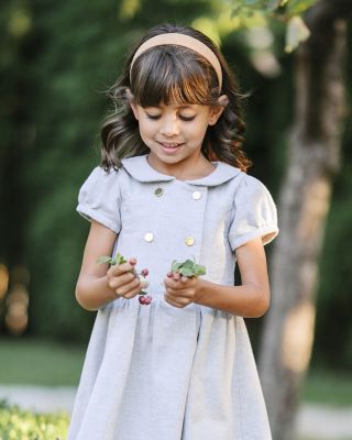  Girls&#39; Organic Double Breasted Flannel Dress with Collar - Little Kid, Big Kid