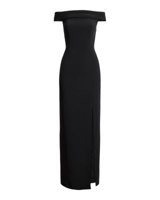Crepe Off The Shoulder Gown