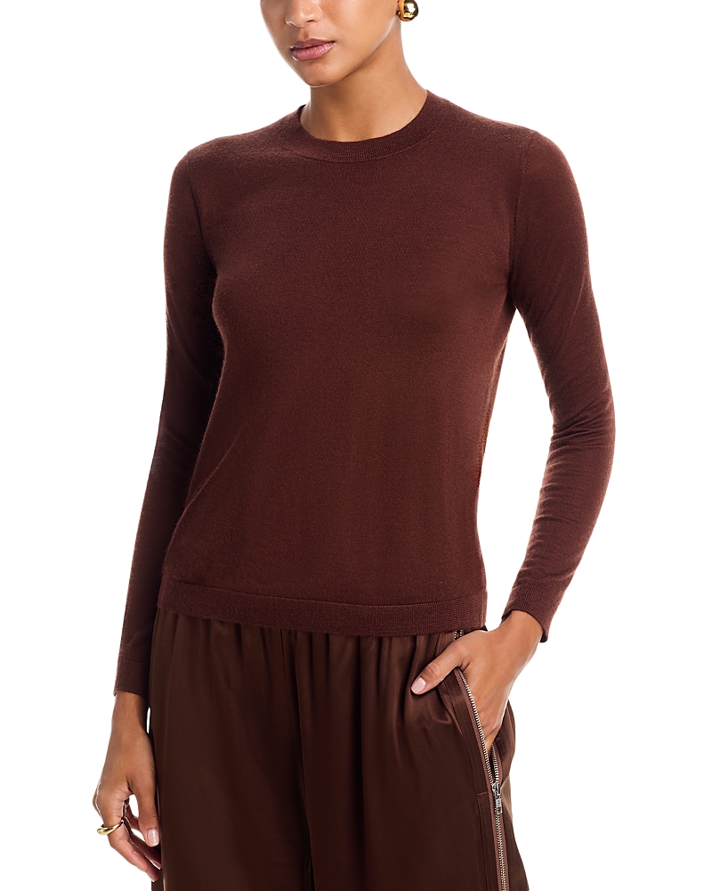 Co Long Sleeved Cashmere Crewneck Top In Brown