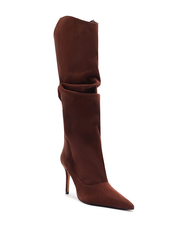 Schutz Women's Maryana Up Slouch Nubuck Leather Tall Boots In Brown