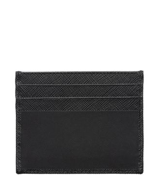 Re-Nylon and Saffiano Leather Card Holder