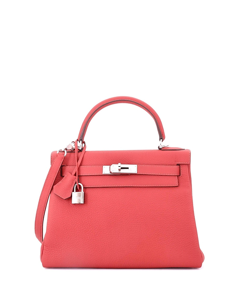 Pre-owned Pre-owned Hermes Hermes Kelly 28 Handbag Red Clemence With Palladium Hardware