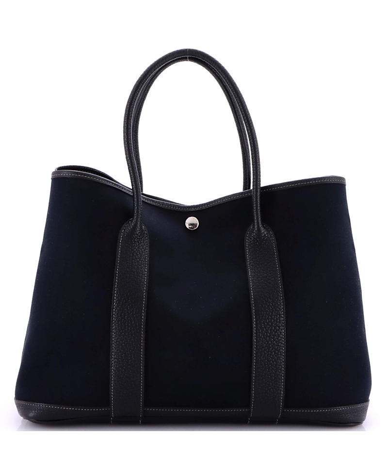Pre-owned Pre-owned Hermes Hermes 36 Garden Party Tote Toile And Leather In Black