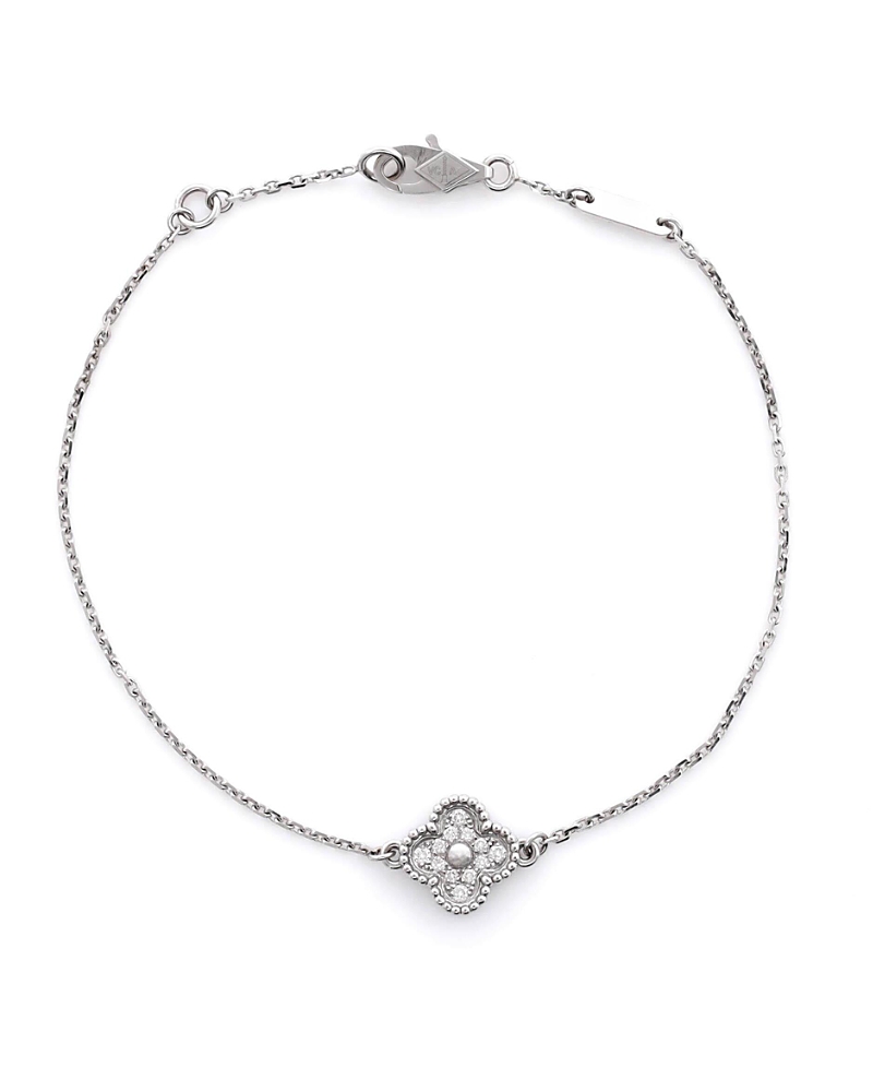 Pre-owned Pre-owned Van Cleef & Arpels Van Cleef & Arpels Sweet Alhambra Bracelet 18k White Gold And Diamonds