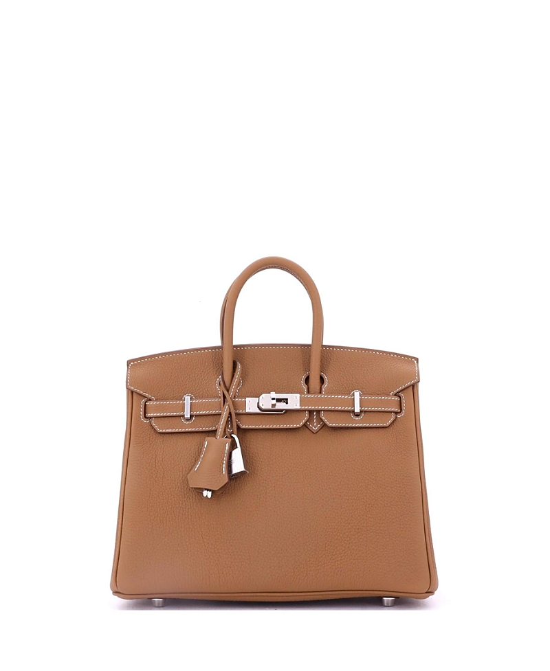 Pre-owned Pre-owned Hermes Hermes Birkin 25 Handbag Brown Togo With Palladium Hardware In Gold